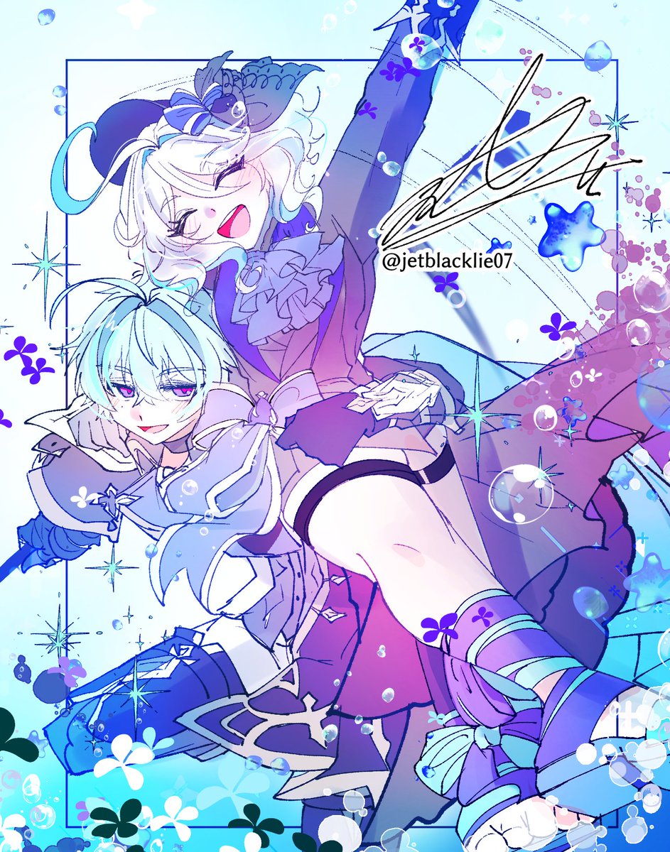フリーナ(原神) 「#繋がらなくていいから俺のローエンを見てくれ 最近楽しくてずっと描いてるφ(..」|雨音のイラスト