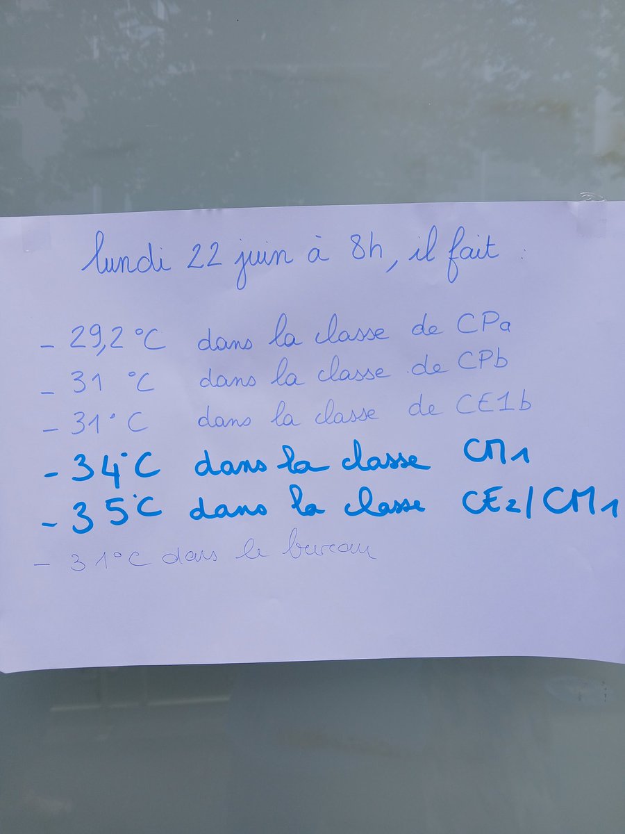 koroviev82's tweet photo. Températures à l'école à 8h du mat. Pendant ce temps, les bureaux des banquiers et des ministres sont bien frais. https://t.co/DARzfyymR4