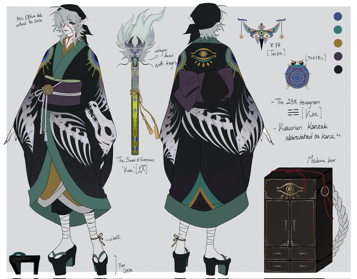 Lilies9630's tweet photo. Reposting with a more appropriate hashtag 🥰. I also added some characteristics of Kanz and his Shingi. 🌊
#オリジナル薬売りさん交流会 https://t.co/nrM6K8VO7o