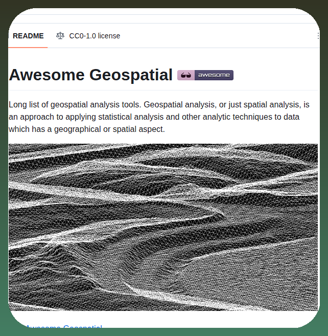tom_doerr's tweet photo. Comprehensive list of geospatial analysis tools

https://t.co/Ey9SPzYa5B https://t.co/641KyUVknp