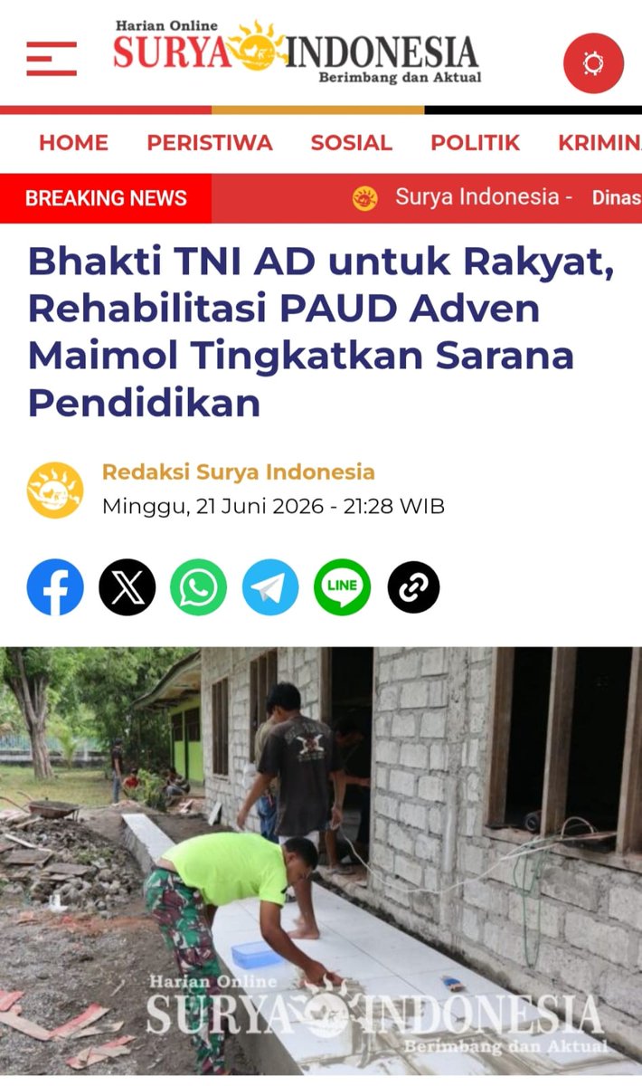 Deniromd_oni's tweet photo. Di kala damai maupun bencana, pada waktu ekonomi terpuruk atau bahaya mengintai, jiwa pengabdian TNI senantiasa menyala terang.

Tidak Kenal Lelah https://t.co/Duu0oDsLgn