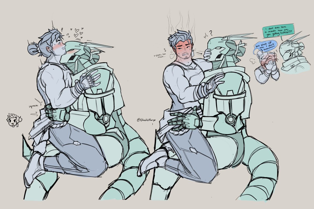 NoodleHarp's tweet photo. [OC x Canon] they're broing out a little too hard #Overwatch #Wuyang #Coast #TidalFin https://t.co/esIAtGn1xo