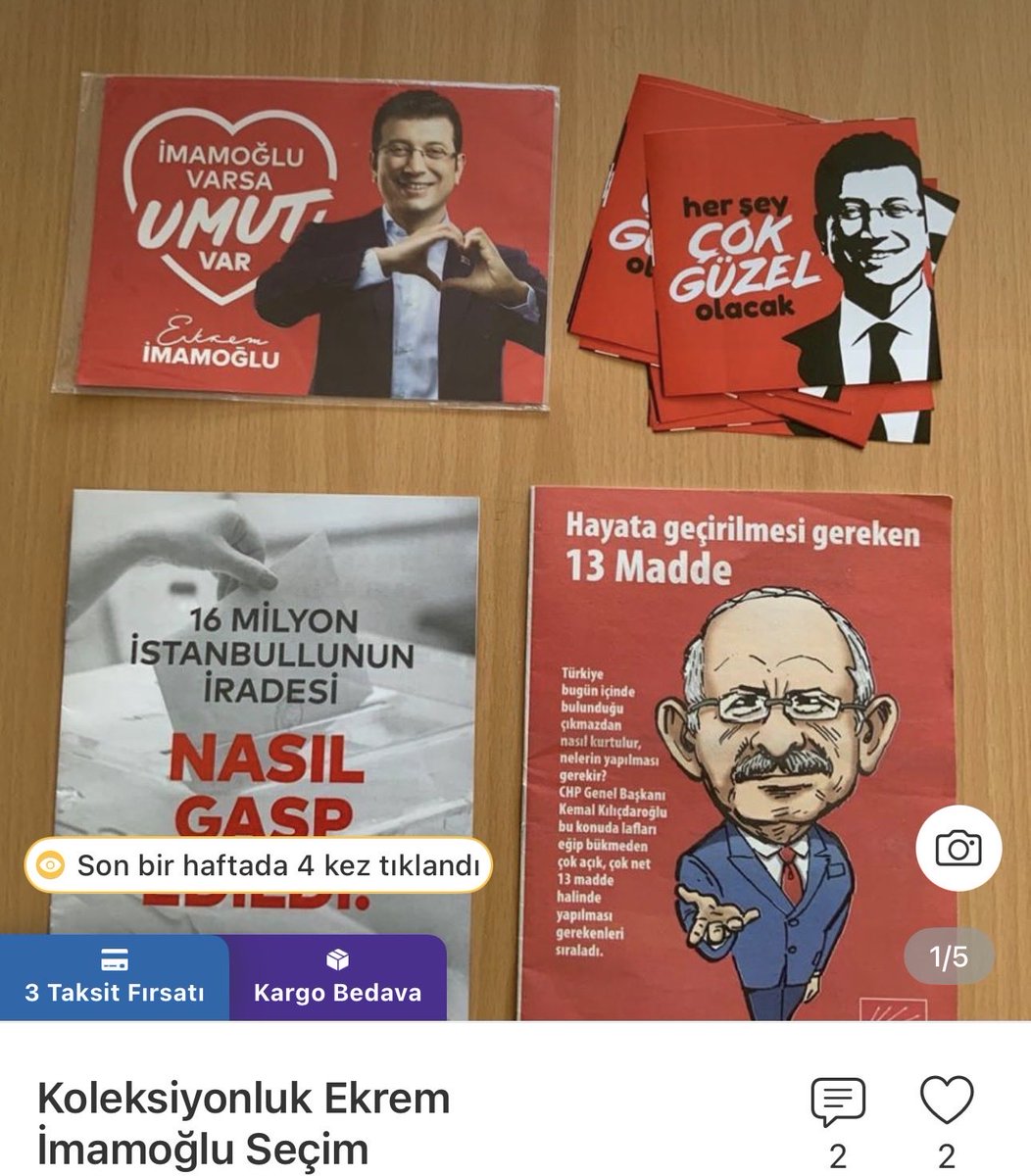 EzelCHP's tweet photo. Dolap’ta satışa çıkarılan Ekrem İmamoğlu koleksiyonundaki Kemal Kılıçdaroğlu posteri, satıcı ile müşteri arasında dikkat çeken bir diyaloğa neden oldu.

Müşteri: Sağ alttakini istemiyorum, onun harici ne kadar?

Satıcı: Sağ alttakini kimse istemiyor. Fiyat aynı ama alsanız da almasanız da sağ alttakinin bir değeri yok.