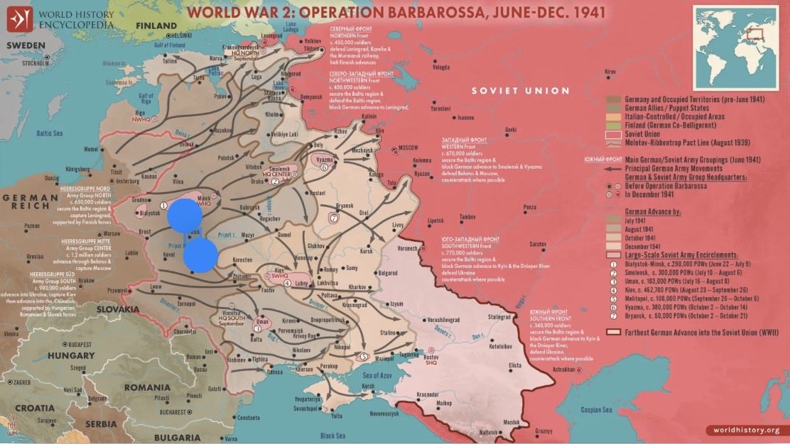 robertmueller74's tweet photo. OTD 85 years ago, Nazi troops launched “Operation Barbarossa”, attacking Berlin’s former ally, USSR. They almost reached Moscow before 1942. The two totalitarian regimes fought it out for 4 years, leaving millions dead. https://t.co/IuOI3GEwYc