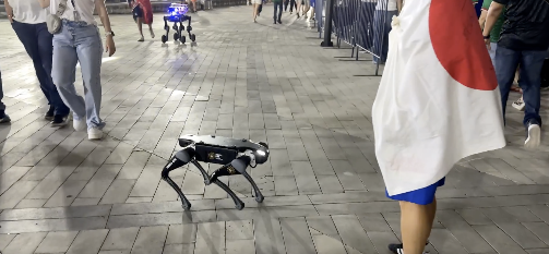 Zeeko__Dev's tweet photo. The Japanese are going viral once again for having Patriot Robot Dogs roaming around the World Cup games for them

The top post already over over 2.5 million views

We've had Patriot Ducks
We've had Patriot Cats

Now we literally have Patriot Robot Dogs roaming around protecting the Japanese 🤣