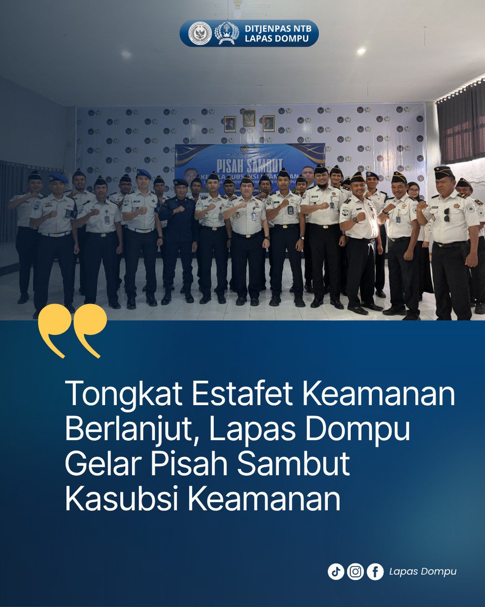 LapasDompu's tweet photo. Tongkat Estafet Keamanan Berlanjut, Lapas Dompu Gelar Pisah Sambut Kasubsi Keamanan https://t.co/g9PVInllZo