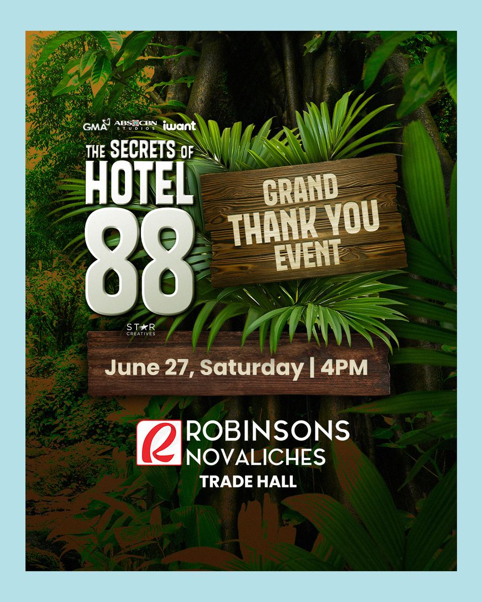 ofc_iwant's tweet photo. Matsalove sa pagsama samin hanggang dulo! Kaya eto ang malupit naming pasasalamat para sa inyo! 🫶🥰
 
Join the cast of #TheSecretsofHotel88 for a GRAND THANK YOU EVENT this June 27 (Saturday), 4PM at Robinsons Novaliches Trade Hall. You don't want to miss this. Kita-kits! 😁 https://t.co/qKZ92RoblR