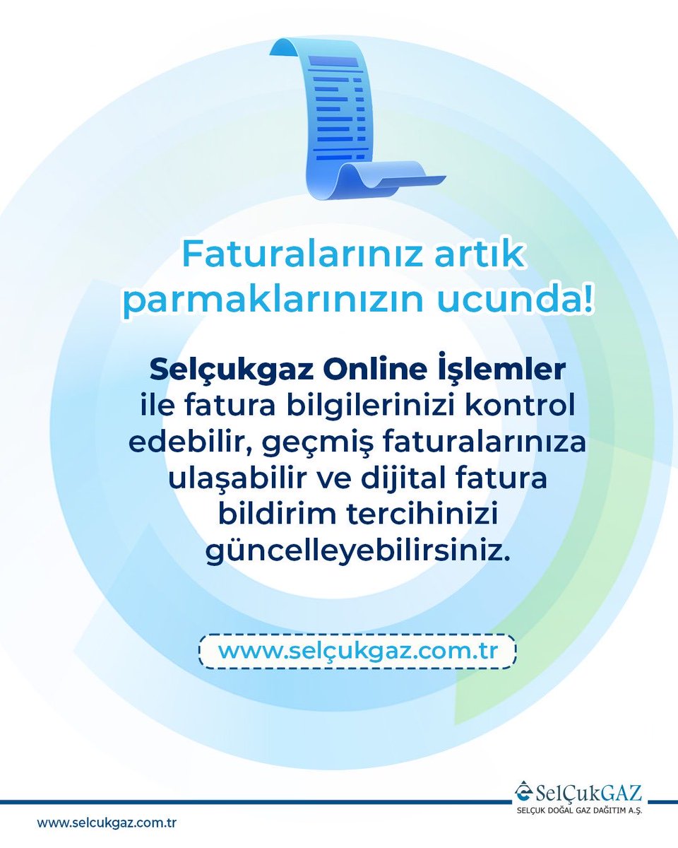 selcukgaz's tweet photo. Faturalarınız artık parmaklarınızın ucunda! 

#Onlineİşlemler 
#Selçukgaz https://t.co/hIN7SOFMi3