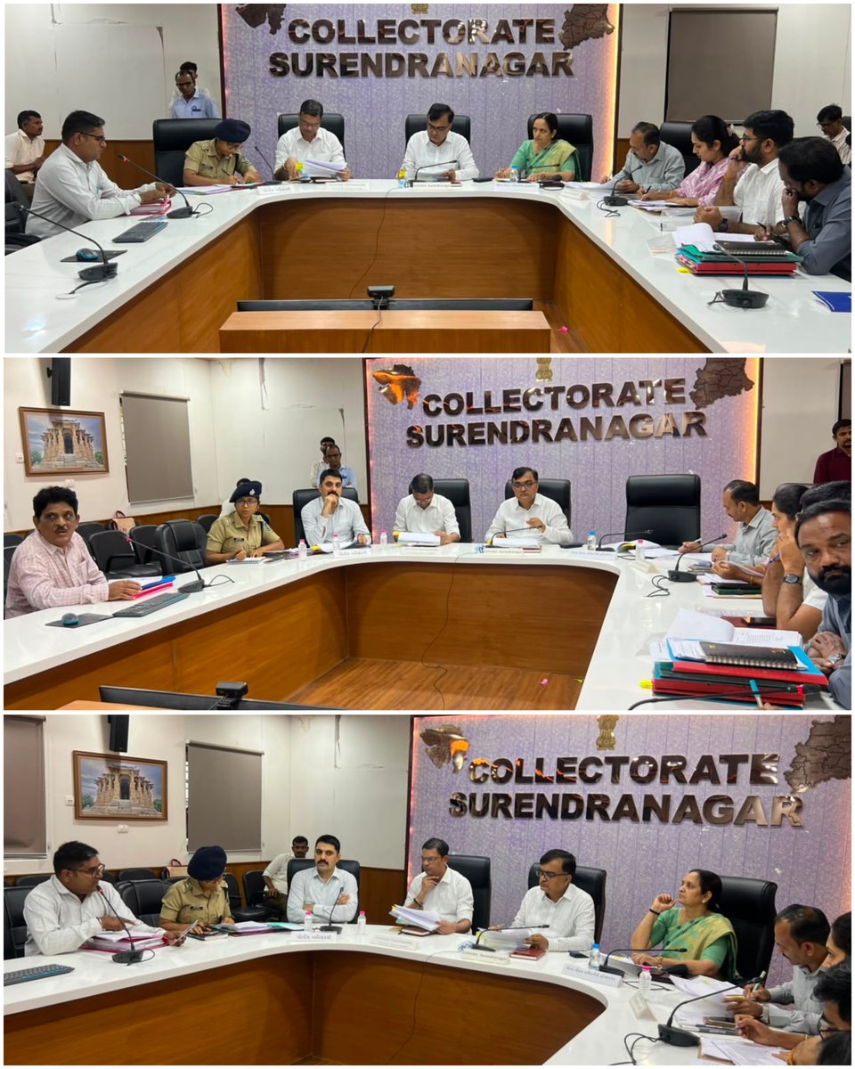CollectorSRN's tweet photo. આજરોજ જિલ્લા સેવા સદન, સુરેન્દ્રનગર ખાતે "જિલ્લા સ્વાગત ફરિયાદ નિવારણ કાર્યક્રમ" યોજવામાં આવ્યો. કાર્યક્રમ દરમિયાન અરજદારો દ્વારા રજૂ થયેલ કુલ-૧૩ પ્રશ્નો અંગે સંબંધિત વિભાગોના અધિકારીશ્રીઓ સાથે ચર્ચા-વિચારણા કરી પ્રશ્નોના યોગ્ય નિરાકરણ માટે જરૂરી સુચના આપવામાં આવી.@CMOGuj #swagat https://t.co/JjcNygdpYF