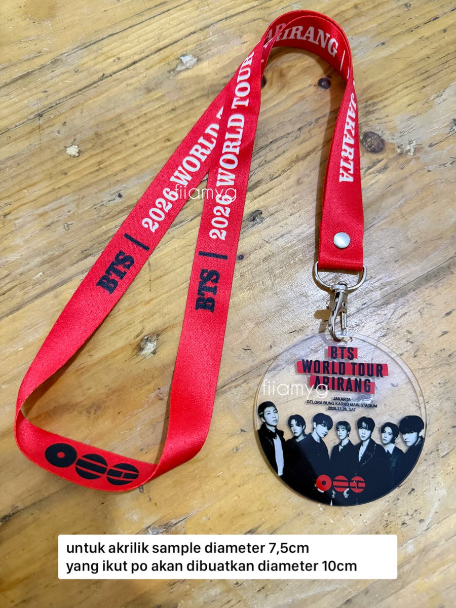 fiiamyg's tweet photo. help rt🙏🏻
OPEN PO LANYARD &amp; AKRILIK
BTS WORLD TOUR ARIRANG IN JAKARTA

💰 55.000 dp 20.000
‼️ PO 7-10 hari
🍊 Pelunasan shopee freeong

Link Gform :
https://t.co/ysgAoUTwWc

‼️ Batch 1 close : sabtu, 27 juni 2026 https://t.co/S6dk8AoJO2