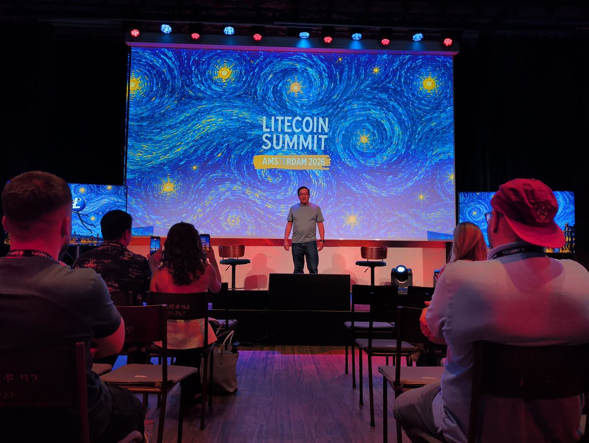 LTCFoundation's tweet photo. Charlie Lee’s “State of the Coin" Address live from Litecoin Summit 2026 in Amsterdam! @SatoshiLite $LTC https://t.co/7EVreC6cOn