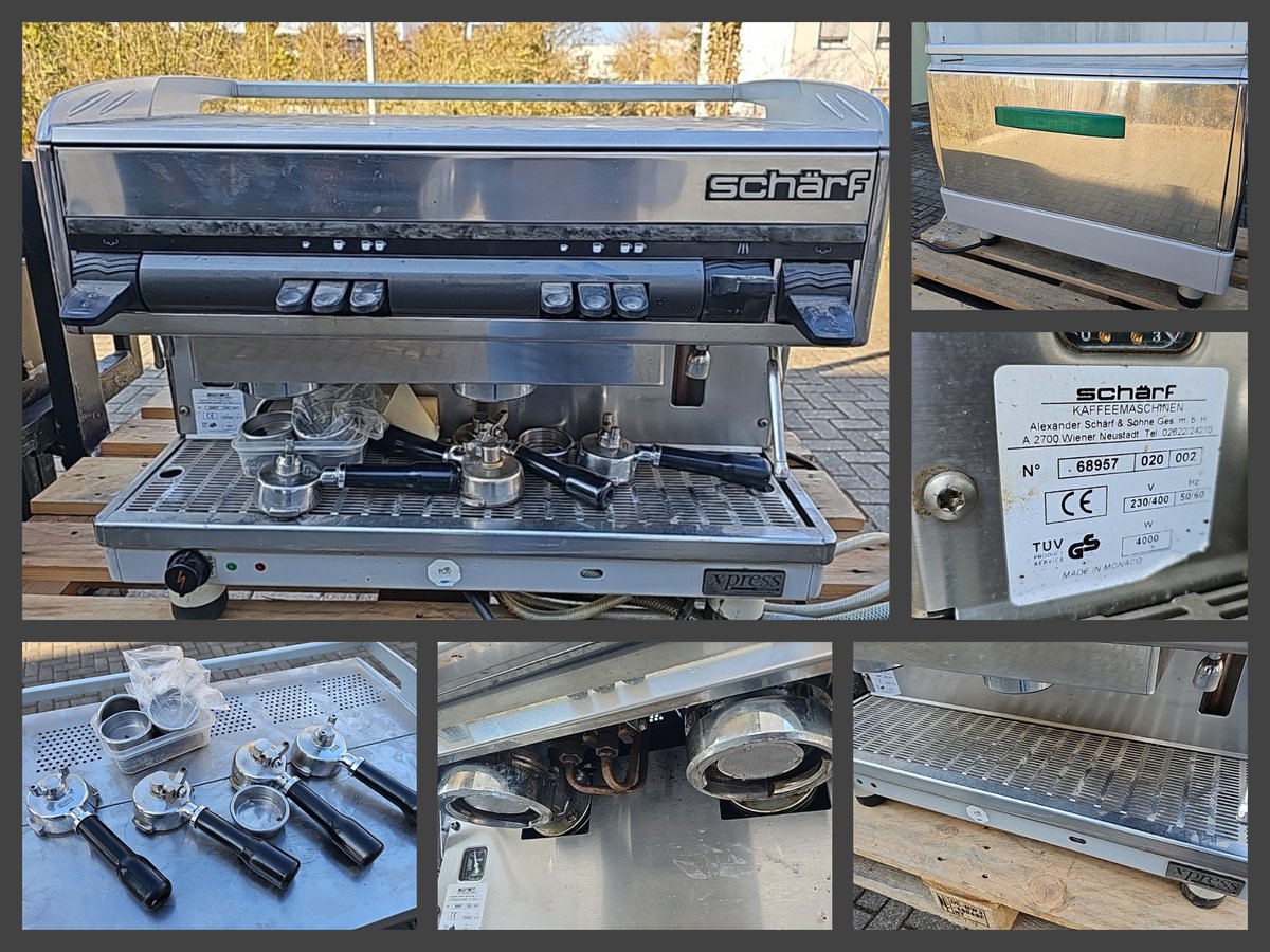 waitzrichter's tweet photo. Achtung neue Onlineauktion! 

Siebträgerkaffeemaschine Schärf X-Press Piston 
Hersteller: Schärf
Typ: X-Press Piston

Link zu der Auktion: 
https://t.co/muVHLCqIS0

#auktion #auctionhouse #industrieauktion #auktion #siebträgermaschine #piston #kaffee https://t.co/mRcOTwatsp