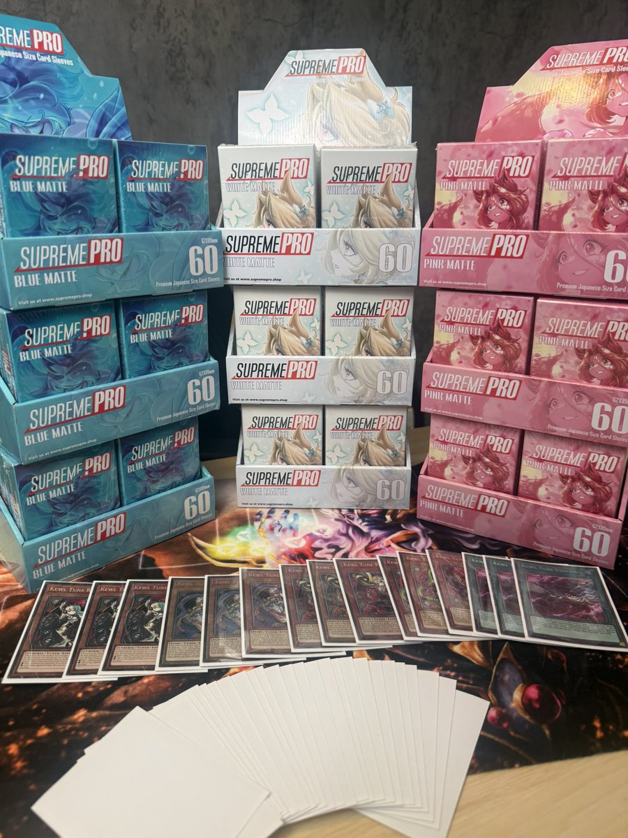 TrifGaming's tweet photo. Supreme Pro Sleeves are back 👀😍😍😍

Giving away 5 packs of sleeves to whoever replies with the funniest yugioh locals story. Retweet and reply to enter

Use TRIF10 for 10% off live on https://t.co/tkuKtHfuQ2 on Wednesday🔥🔥🔥 https://t.co/J3ibGPZAGX