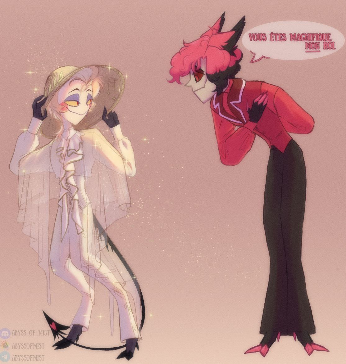 Abyss_Of_Mist's tweet photo. ╭──────────.𓆪.──╮
Old drawing on AU with the servant Alastor
✦ 
I really like how Lucifer turned out, such a coquette in a hat!
╰──.𓆪.──────────╯

✦ [#lucifer #hazbin #Hazbin_Hotel #hazbinart #Lucifer_Morningstar #Alastor #RadioApple #appleradio] https://t.co/aQY7pqsIEj