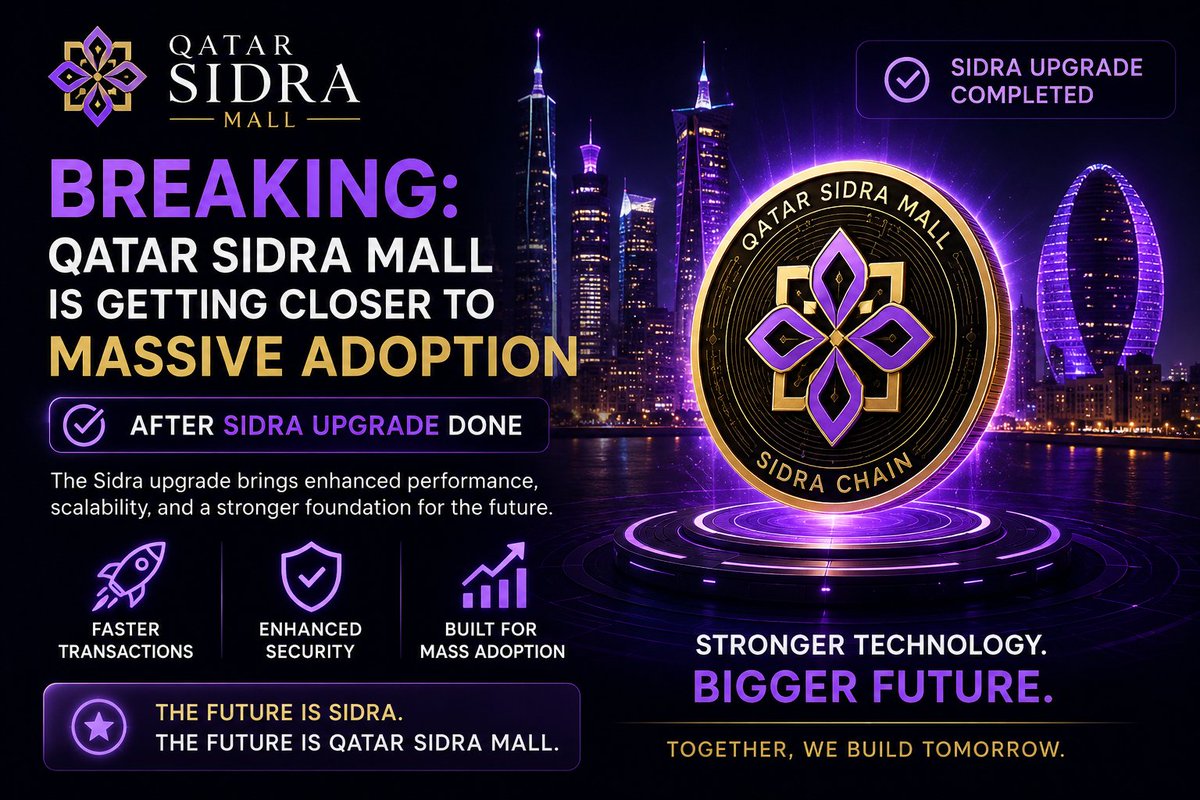 SidraBank11's tweet photo. A new chapter is approaching for Qatar Sidra Mall. As the Sidra upgrade wraps up, we're excited for the opportunities ahead. Early supporters are ready. 🚀
$QSM #SidraChain #Blockchain
@maljefairi @sell8809 @sidrachain https://t.co/GbriF6tbNr