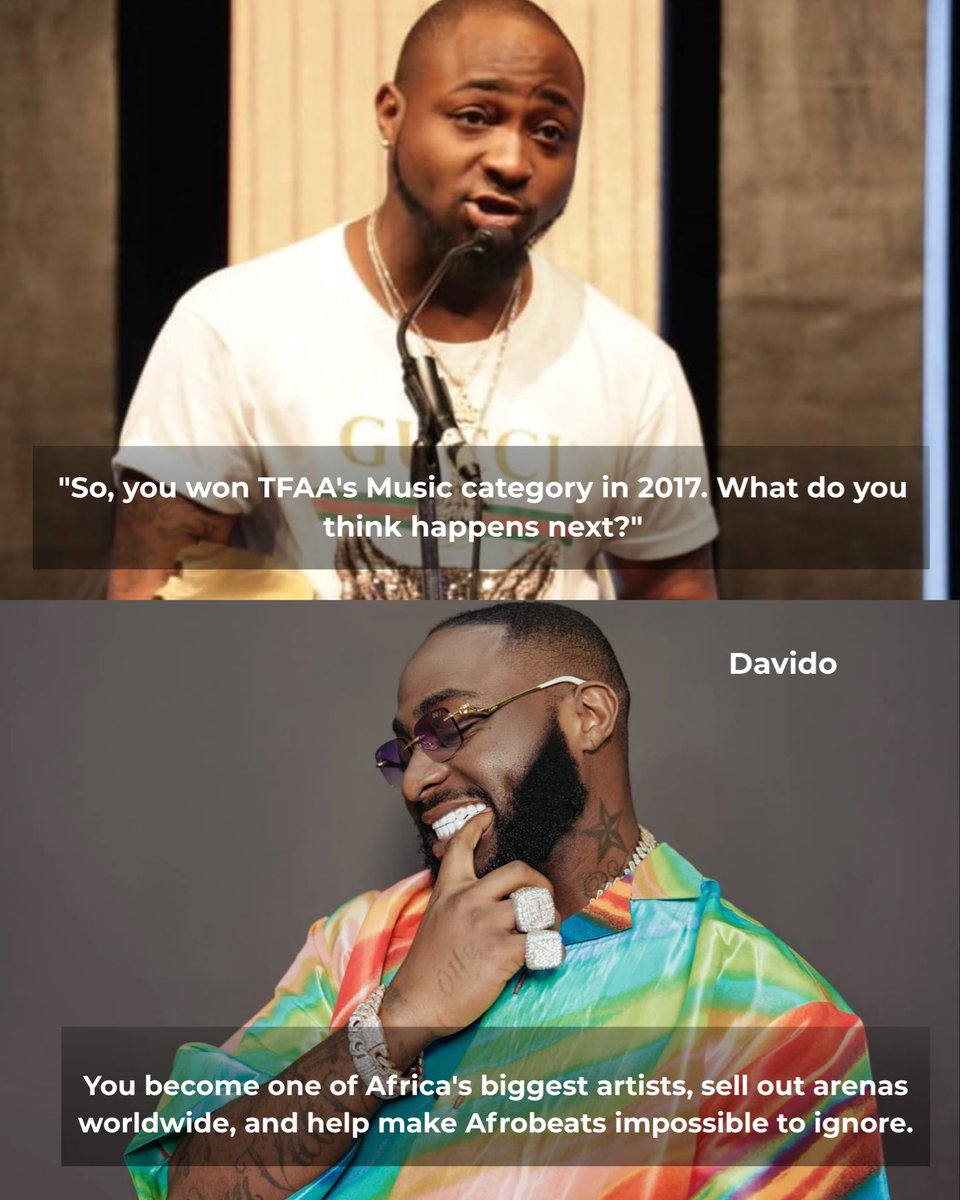 TFAAfrica's tweet photo. What a difference a few years can make.

These winners remind us that recognition is only the beginning. With passion, consistency, and purpose, the possibilities are endless

Now it's time to discover who's next. TFAA20 nominations are now open. Nominate someone today. 

#TFAA20 https://t.co/PZYiD3pOXQ