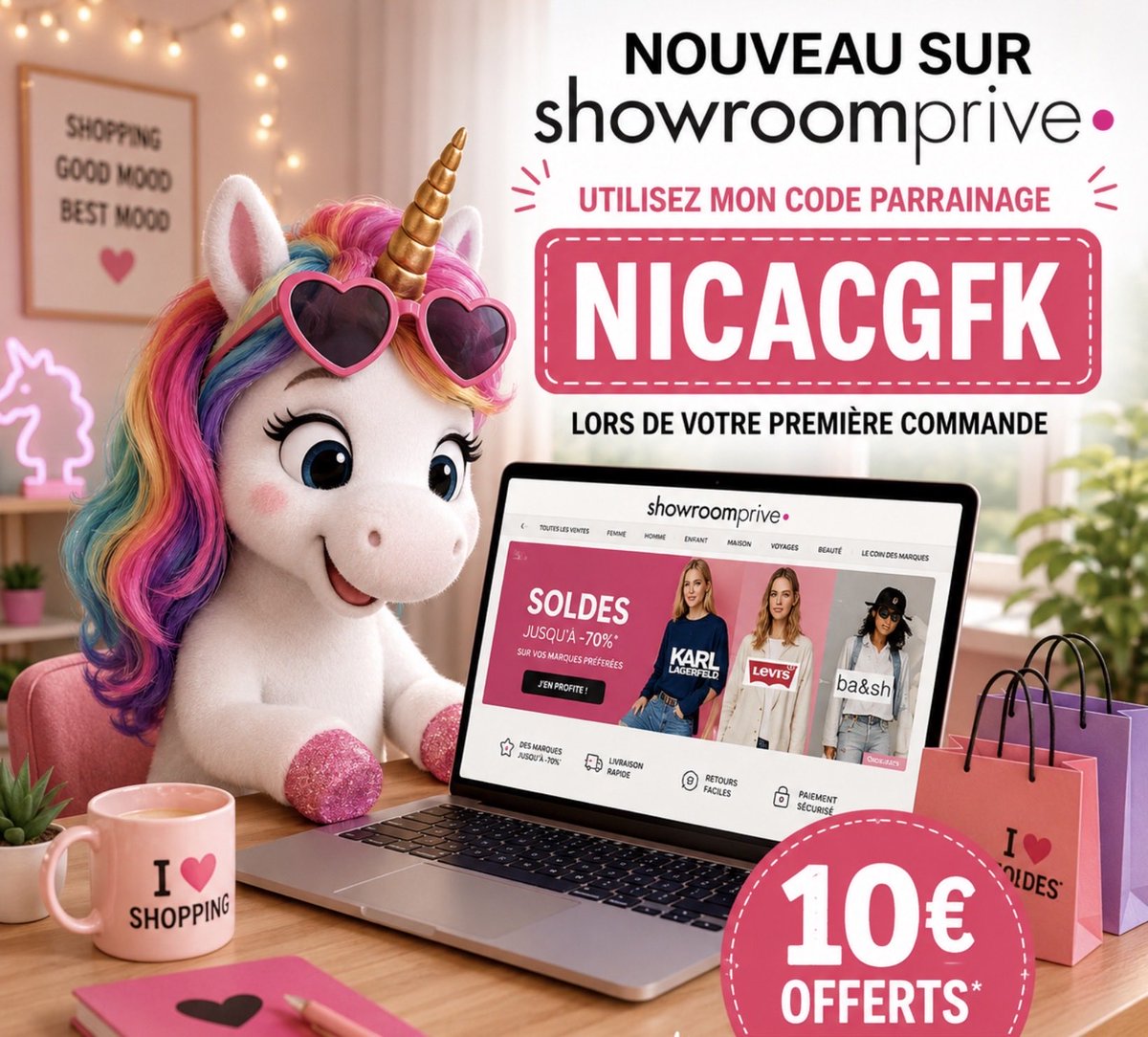_GOOD_MOON's tweet photo. 🔥 C’est les soldes !
Si vous n’avez jamais commandé sur Showroom privé, utilisez mon code parrainage showroomprivé
👉🏼👉🏼 NICACGFK 👈🏼👈🏼
lors de votre première commande et profitez de 10€ de réduction sur vos achats.
#Soldes #Showroomprive https://t.co/0IwGukg4RH