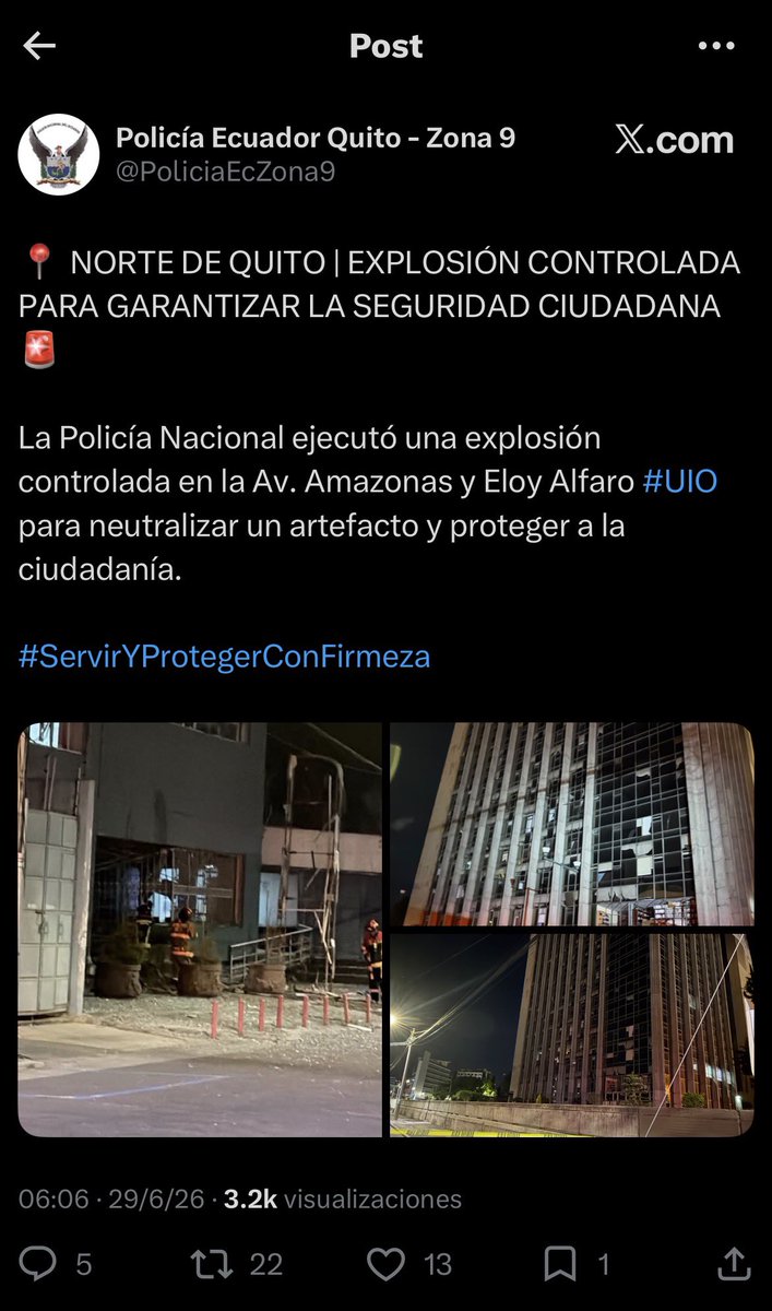 xhu74's tweet photo. @EcuavisaInforma @alexcevallos88 En la mañana la policía decía que se trató de una explosión controlada. @DanielNoboaOk @JohnReimberg es inaceptable que las autoridades mientan a los ciudadanos. Si dejan de merecer la poca confianza que queda en ustedes, entonces es claro que nos han abandonado a la suerte. https://t.co/CHIAr2SZyP