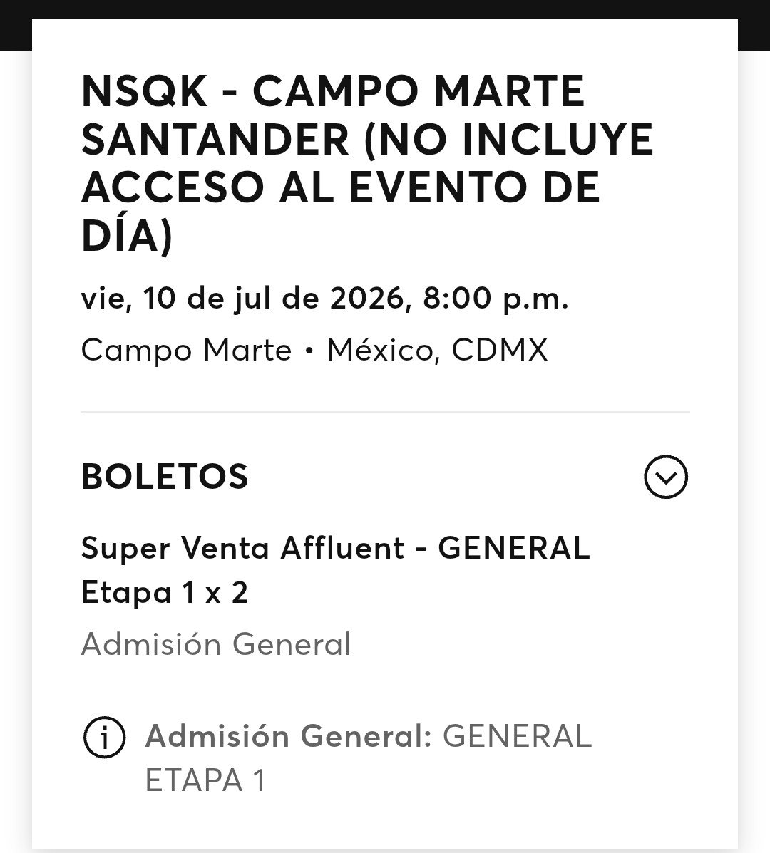 esmectofe1d's tweet photo. Vendo 2 boletos para nsqk en campo marte $1100  cada uno https://t.co/bffoCi5nCs