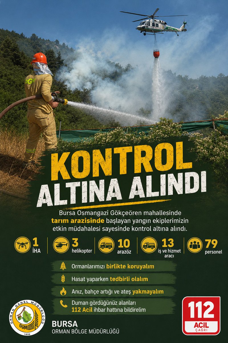 bursaobm's tweet photo. ✅ KONTROL ALTINA ALINDI
🔥 BURSA, Osmangazi, Gökçeören mahallesinde başlayan yangın ekiplerimizin gayretli müdahalesi ile kontrol altına alındı.
#TedbiriniAl
#AnızYakma
#İzmaritAtma
#AnızYakma
#YangınıÖnle 
#SebepOlma https://t.co/tiNkCWOywX