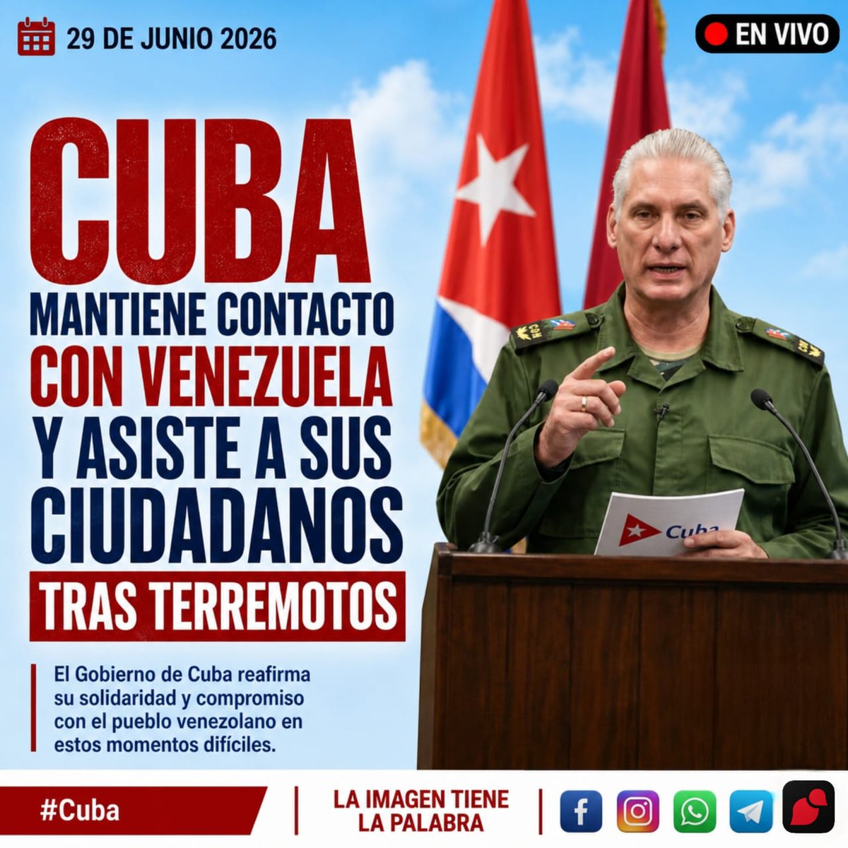 LaCmkc's tweet photo. #VenezuelaNoEstáSola 
#CubayVenezuela
Este pueblo no lo abandona, está con ustedes hermanos venezolanos 
#SantiagoDeCuba 
@LaCmkc https://t.co/get8Ybw2xT