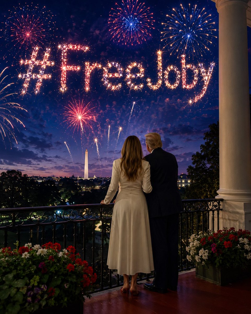 FreeJobyNow's tweet photo. Imagine this on the 4th of July.

President Trump and the First Lady watching the fireworks as #FreeJoby lights up the sky over Washington.

After years on house arrest, Joby Weeks deserves his freedom.

Pardon Joby Weeks this Independence Day.
#FreeJoby 
#PardonJoby
@realDonaldTrump 
@MELANIATRUMP