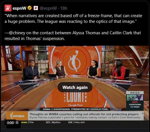 MaxBrando64's tweet photo. Viewership plummeting, huh? @espnW is getting desperate, making inane arguments just for clicks and engagement. 🤡 https://t.co/YciMvMCOkH