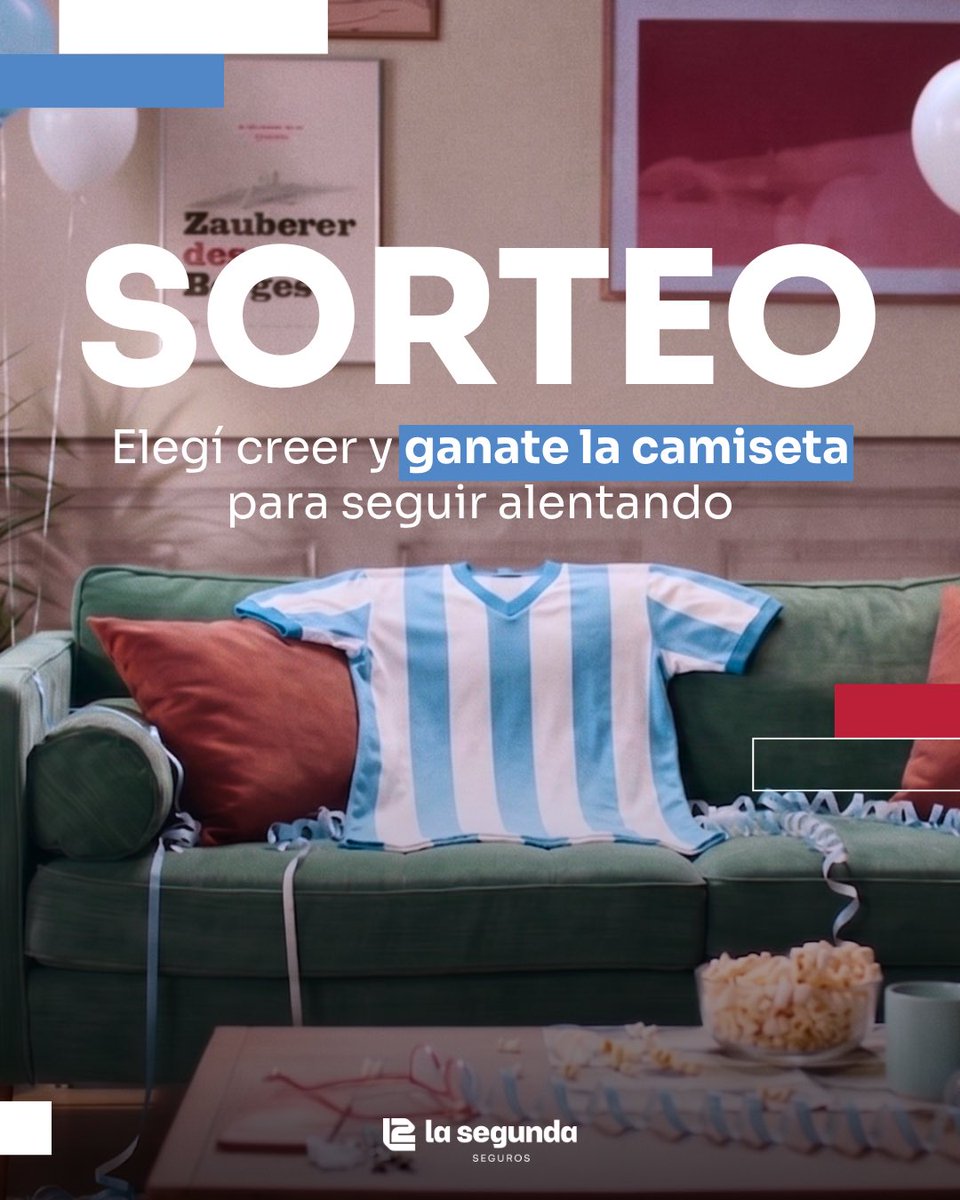 L2_LaSegunda's tweet photo. Ahora vamos por todo. ⚽🇦🇷

Ganate una camiseta oficial para seguir alentando a Argentina en el próximo partido.

Seguí los pasos de nuestra publicación en Instagram para sumarte 👉 https://t.co/Q93YKO1vkB 

Sorteamos el jueves 2 de julio. ¡Se vale elegir creer!🙌

#LaSegundaSeguros #Mundial #CamisetaArgentina #Sorteo #NadaTeSacaLaCalma