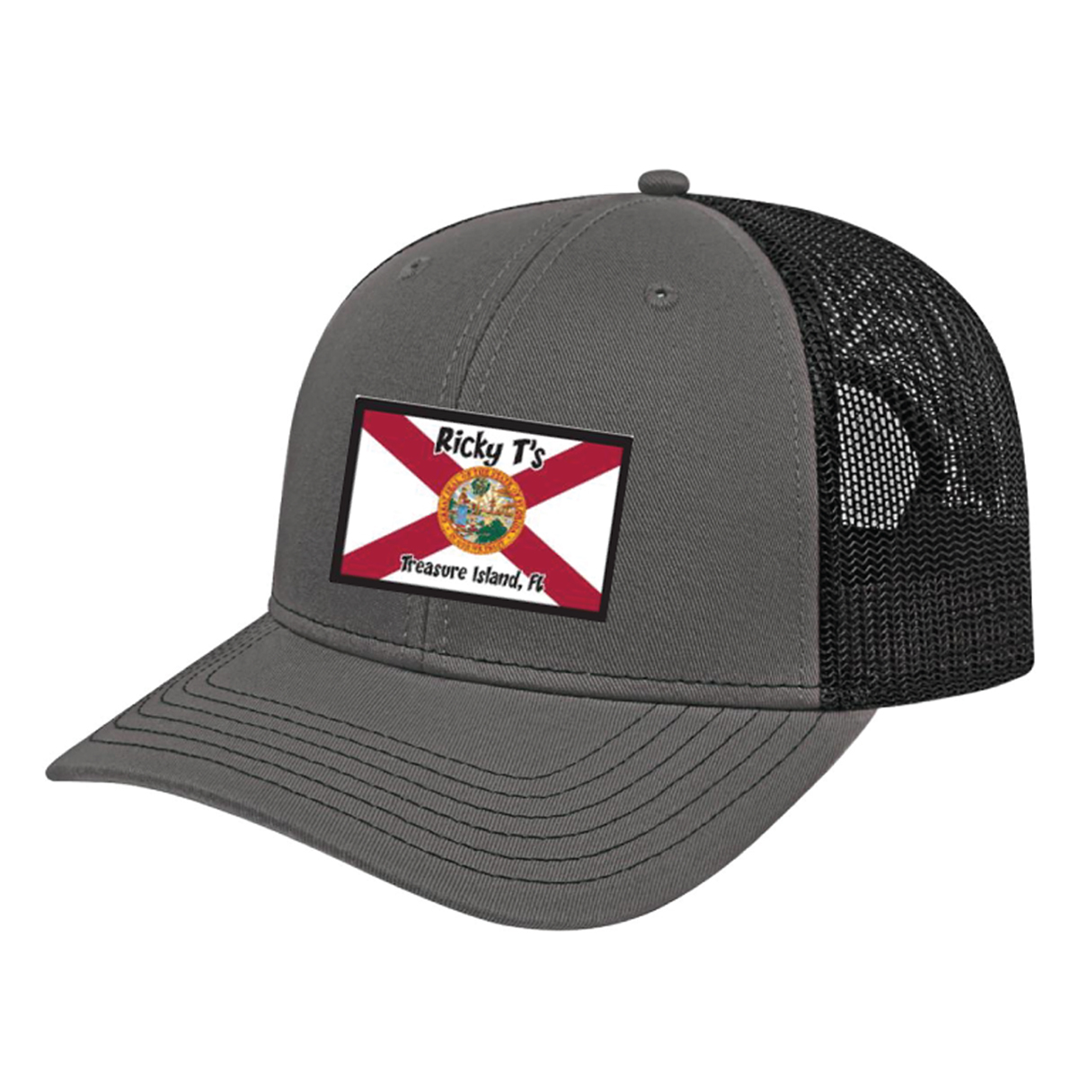 RickyTsBar's tweet photo. Charcoal/black flag patch trucker hat - perfect for sunny days! Classic style meets Ricky T's pride.

Shop Now 🛒 https://t.co/1DDUC9upCT https://t.co/hb7xGFiasK