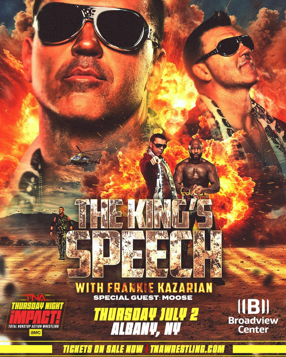 ThisIsTNA's tweet photo. ALBANY! #TNAiMPACT is coming to the Broadview Center on July 1 and 2 - see @ryrynemnem vs. @KCwrestles, The King's Speech with special guest @TheMooseNation and so much more. 

Get tickets HERE: https://t.co/e3oyMzuz1c https://t.co/ksEEoJqRh7