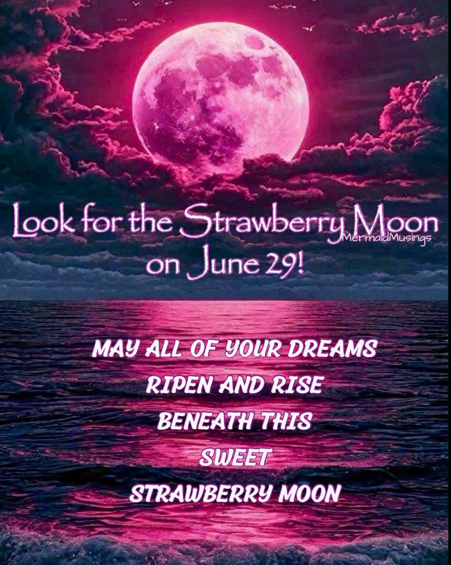 janisextonTeach's tweet photo. https://t.co/vZQ1eOStQ5💜
MondayMonday Blessed...
Look for the Strawberry Moon on June 29!
MAY ALL OF YOUR DREAMS
RIPEN AND RISE
BENEATH THIS SWEET STRAWBERRY MOON
Mermaid Musings
#SpiritSisterMagic
#StrawberryMagic
#JoyTrain
🚂✨️🪄💫🌟🌻🌸🌼🌺🍓 https://t.co/sgBAMpSnLX