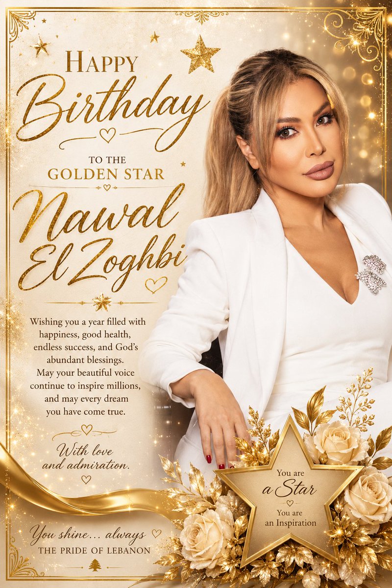 ThePeteresho's tweet photo. Happiest birthday to my one and only golden star 🌟 in the entire world @NawalElZoghbi I love you ❤️ 💐 🎉✨️🍾 🥂 https://t.co/2O8GdKpuUR