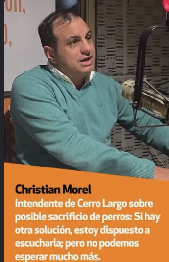 PA_Uruguay's tweet photo. ❌🚨 URGENTE 🚨❌
El intendente de Cerro Largo, CHRISTIAN MOREL, pretende matar a más de 200 perros.

Son animales abandonados por vecinos y productores, los mismos que él defiende. 
La Intendencia también es responsable: no ha hecho NADA para cambiar esta realidad. https://t.co/xBtV5yg8lV