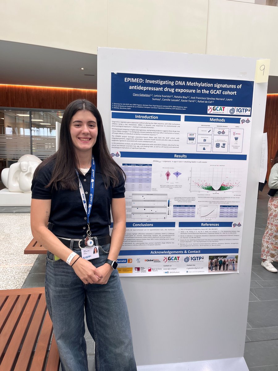 GCATcohort's tweet photo. El 5 de juny, la nostra companya @c_gabaldon7 va presentar el seu pòster al Can Ruti VIII PhD Day, on va donar a conèixer el seu projecte: "Investigating DNA methylation signatures of antidepressant drug exposure in the GCAT cohort".

Enhorabona, Clara, per la presentació! 👏 https://t.co/XkE5I7jBJh
