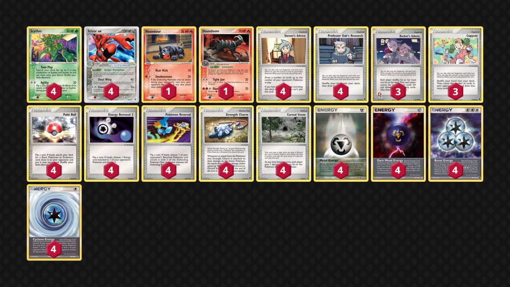 bmenznertcg's tweet photo. Played in the holon open rspk online tournament yesterday and placed third with scizor. The houndoom felt good. Had an unfortunate brick in losers finals but went 6-0 in Swiss (against mostly bad matchups) which I’m pretty proud of https://t.co/iRl6J8mGmK