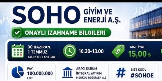 NotlarFinans's tweet photo. #Sohoe
🗓Talep toplama;30 Haz-1 Tem.
(Salı-Çar) 🛅15₺
🔀Tamamı Eşit Dağıtım%100
100.000.000 lot
🏦Hisse Ekranı (10.30-13.00)
✅️Katılım endeksine uygun
📢Halkaaçıklık %32,6/iskonto%37
🔱Arz Büyüklüğü1.500.000₺
#vakfa #frmpl #finans #notlar #orzax #ekim #isvea #golda https://t.co/JBdxJJvB2D