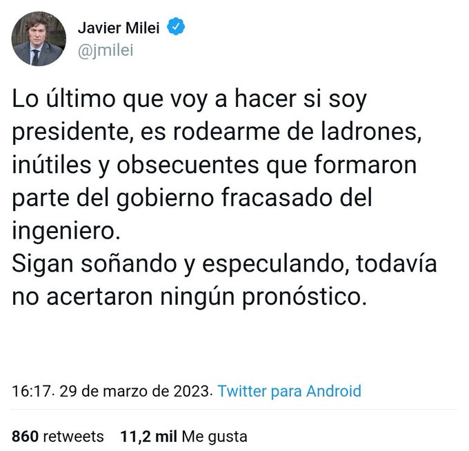 TodoNegativo's tweet photo. Diego Santilli Jefe de Gabinete
Toto Caputo ministro de Economía
Federico Sturzenegger ministro de Desregulación
Juan Bautista Mahiques ministro de Justicia
Patricia Bullrich primero ministra de Seguridad y después jefa del bloque de senadores
¿QUÉ PASÓ JAVO? https://t.co/EJcwOUWpWt