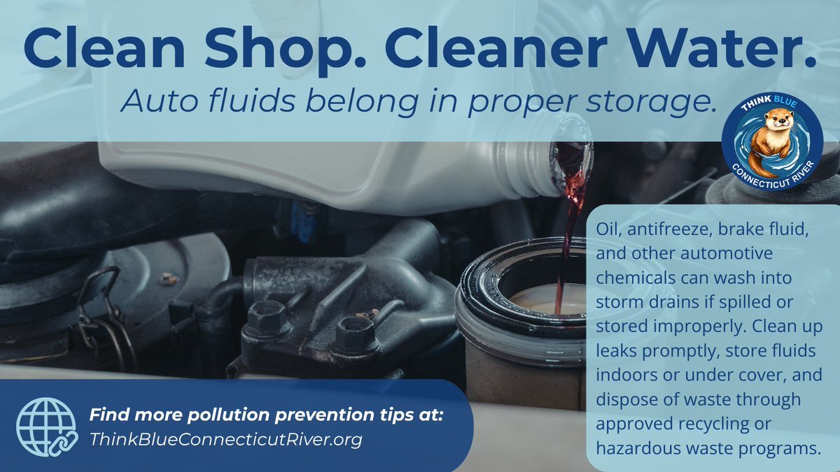 ThinkBlueCTR's tweet photo. 🛠️ A clean shop helps protect clean water. 

Store automotive fluids properly, clean up leaks quickly, and recycle used oil and chemicals through approved programs. Keep pollutants out of storm drains! 💧 

#ThinkBlue #Stormwater #CleanWater https://t.co/SsRhqcrDWu