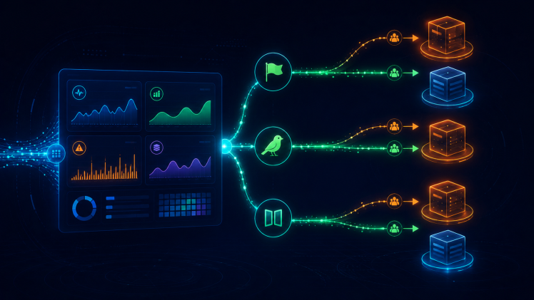 jacobussoftware's tweet photo. Testes em produção: staging não replica a realidade. Use  feature flags (rollout controlado), canary releases (1% de tráfego),  traffic shadowing (cópia sem impacto) e observabilidade (os 4 sinais  dourados). https://t.co/Vx8eMtjeLs #TestesEmProducao #FeatureFlags #Canary https://t.co/2QW58rvv2E