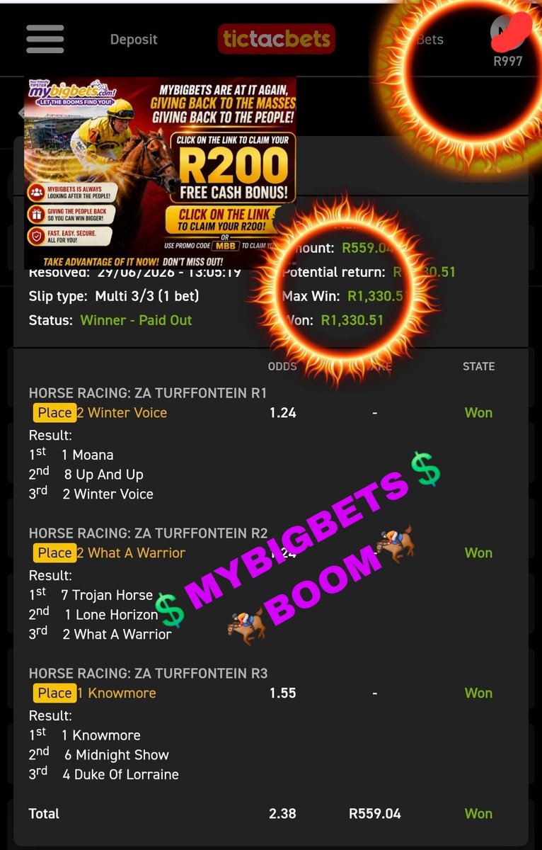 MyBigBets1's tweet photo. 🎙Did I Not Mention On Podcast🎙

📣WE WILL BOOM EXOTIC BETS📣

⭐️💲BIPOT 15/1 ODDS BOOM💲⭐️

⏬️USE BELOW LINK FOR EXOTIC⏬️

https://t.co/WHAmL678EC…
PROMO CODE MBB✅️
CLAIM FREE R200 CASH BET✅️

MYBIGBETS 🏇🏻
®️ LET THE BOOMS FIND YOU ®️

#MYBIGBETS #horseracing #Bets https://t.co/KJimnkRSuR