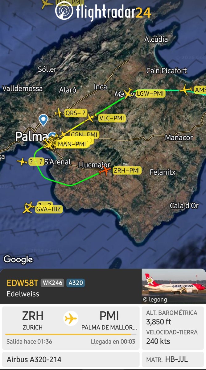 controladores's tweet photo. ⚠️ Problemas importantes de cizalladura en el aeropuerto de #Palma. Muchas frustradas y esperas. Varias tripulaciones deciden desviarse a aeropuertos alternativos por seguridad. 
#SafetyFirst https://t.co/RuRUHvYgKp