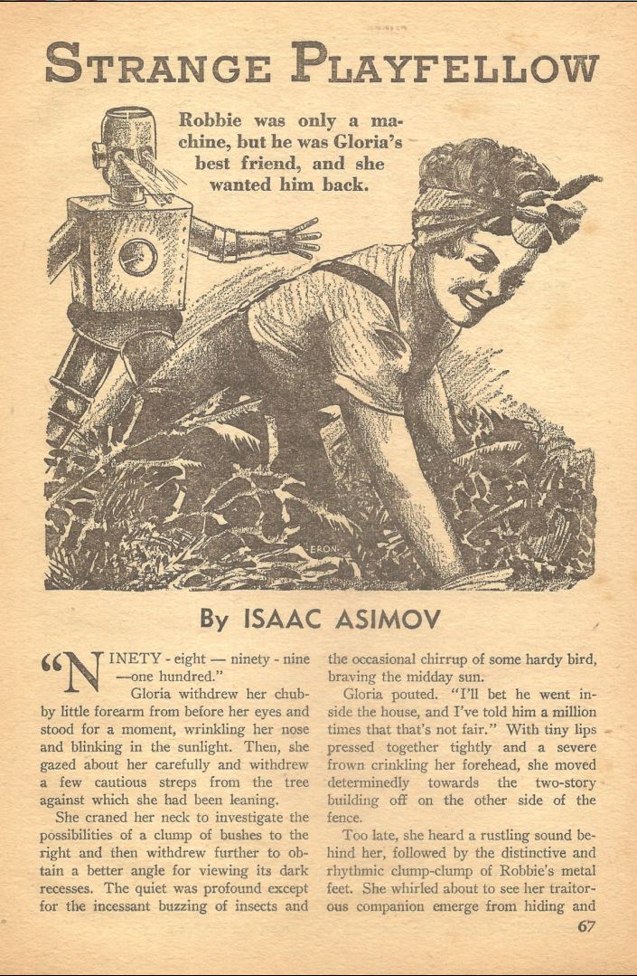 ElmoOfTheApes's tweet photo. Interior artwork from the issue by Dan Eron illustrating "Strange Playfellow" by Isaac Asimov. https://t.co/fVIrC0fjhJ