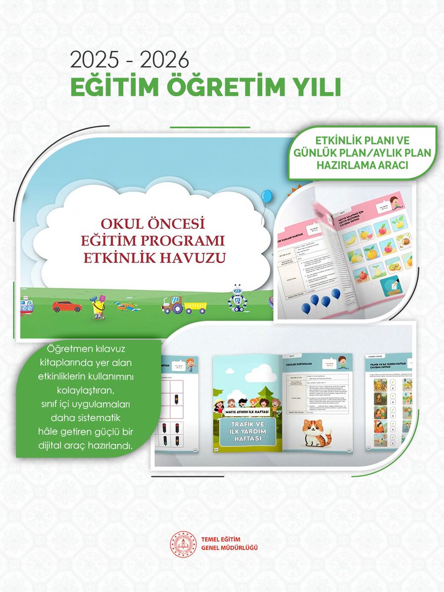 mebtegm's tweet photo. 2025-2026 eğitim öğretim yılında okul öncesi öğretmenlerimizin planlama süreçlerini desteklemek amacıyla Etkinlik Planı ve Günlük/Aylık Plan Hazırlama Aracı kullanıma sunuldu.

@tcmeb
@Yusuf__Tekin
@farukyelkenci
@ebubekirsavasci https://t.co/SB1AQ2vgsQ