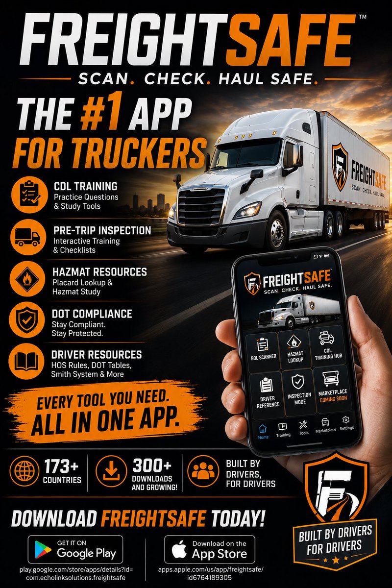 InterLinkAll's tweet photo. π Start Your 3-Day FREE Trial Today!
#FreightSafe #CDL
π Download on the App Store:
https://t.co/VptMD3OmP8 https://t.co/zifhFrD0FI