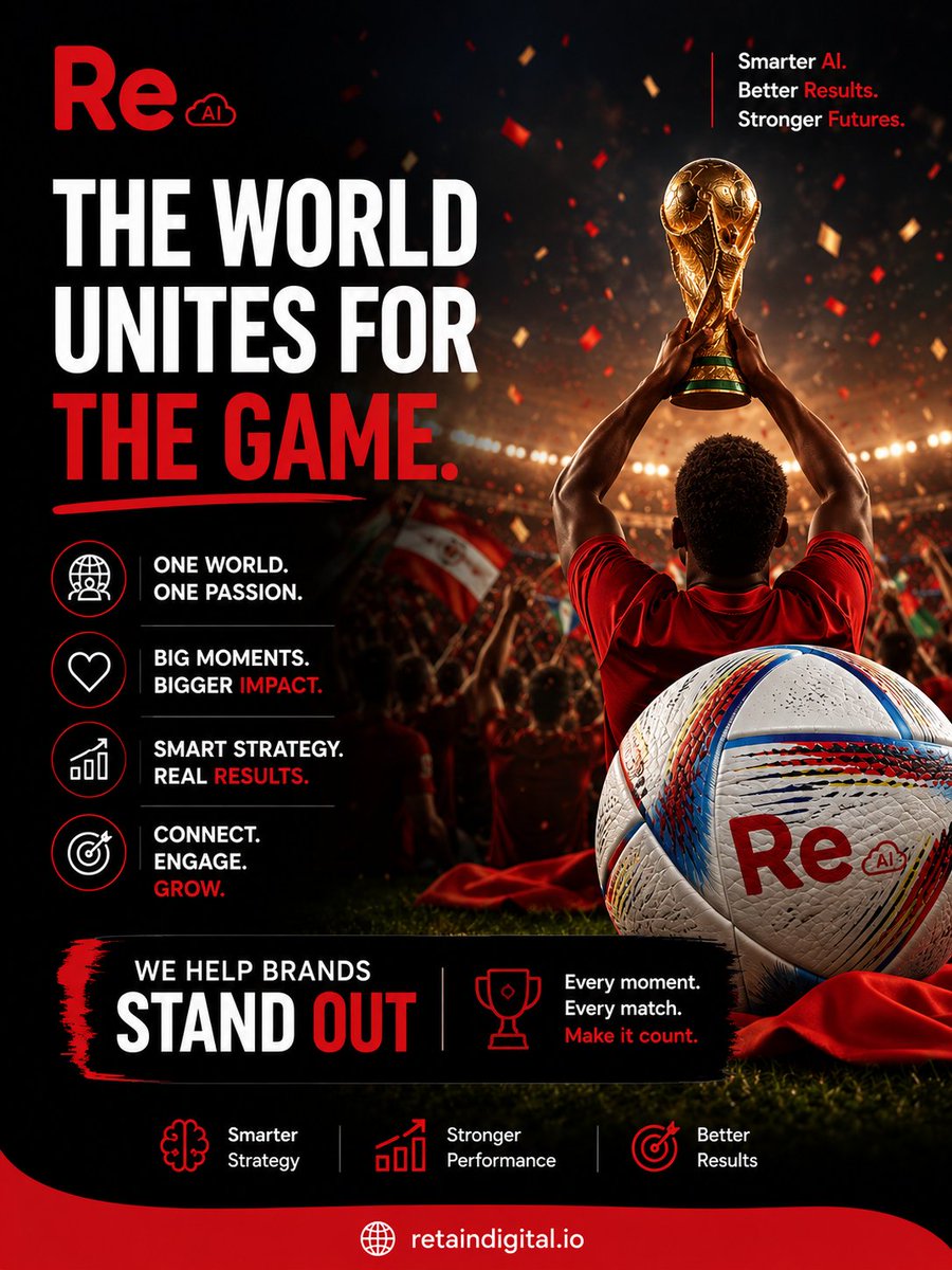 RetainDigitalAi's tweet photo. The World Cup has billions of eyes glued to the screen.

The question is: Is your brand being seen too?

Big moments create big opportunities. At Retain AI, we help brands turn attention into engagement and results.

🔗 https://t.co/FT4dWplqAW
#WorldCup #RetainAI #Marketing https://t.co/k8DfVD0zFS
