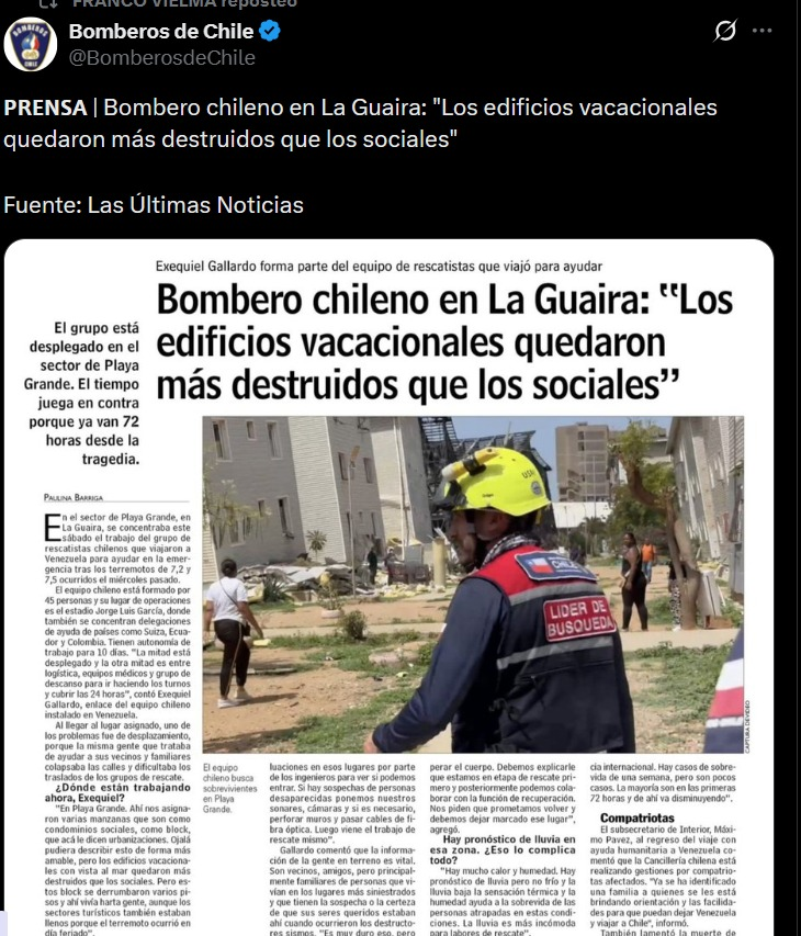 Moringadas2016's tweet photo. @MonederoJC Eso es que dices correcto Juan Carlos. Lo corroboran los mismos rescatistas Chilenos https://t.co/x7L99bozTP