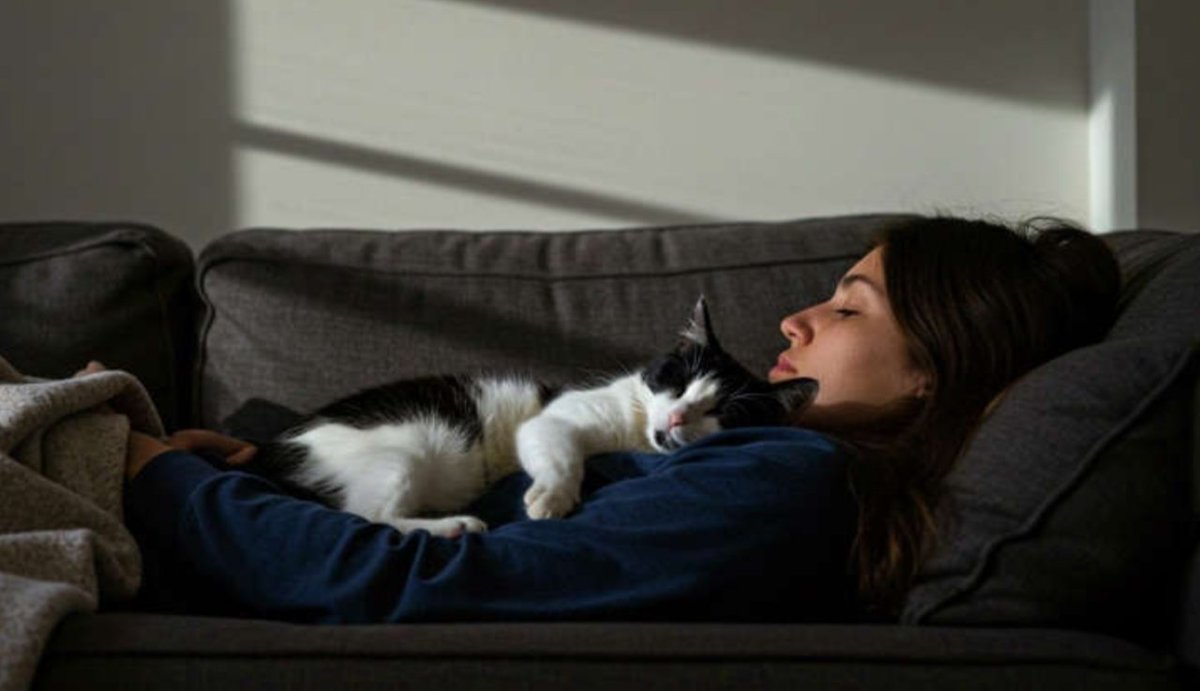 Taemrizz's tweet photo. Eu acho lindo quando os gatos dormem em cima da pessoa que eles gostam. Dizem que é um sinal de confiança extrema ✨ https://t.co/eIDh72F23s