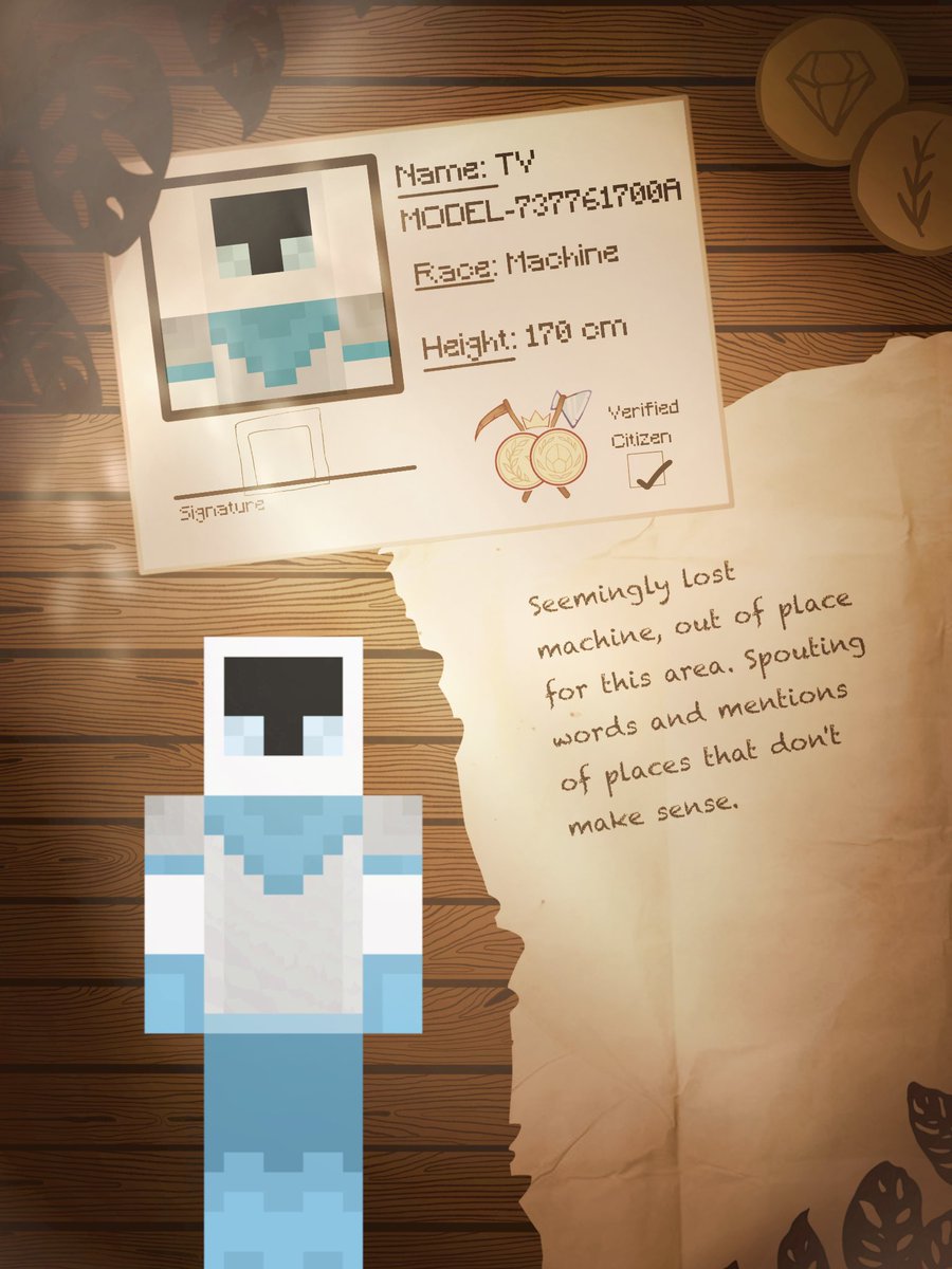 tacitsmp's tweet photo. [Traya Bee - Newly Appointed ID Spec]: Who's this?! How do you- NO! You have no idea what I'm doing off the clock! How would you?

[Ethereal Voice]: I'll let you off with a warning. What goes around comes around.

#tacitsmp #minecraft #mcyt #smp #fyp https://t.co/rfb4l3SUpK