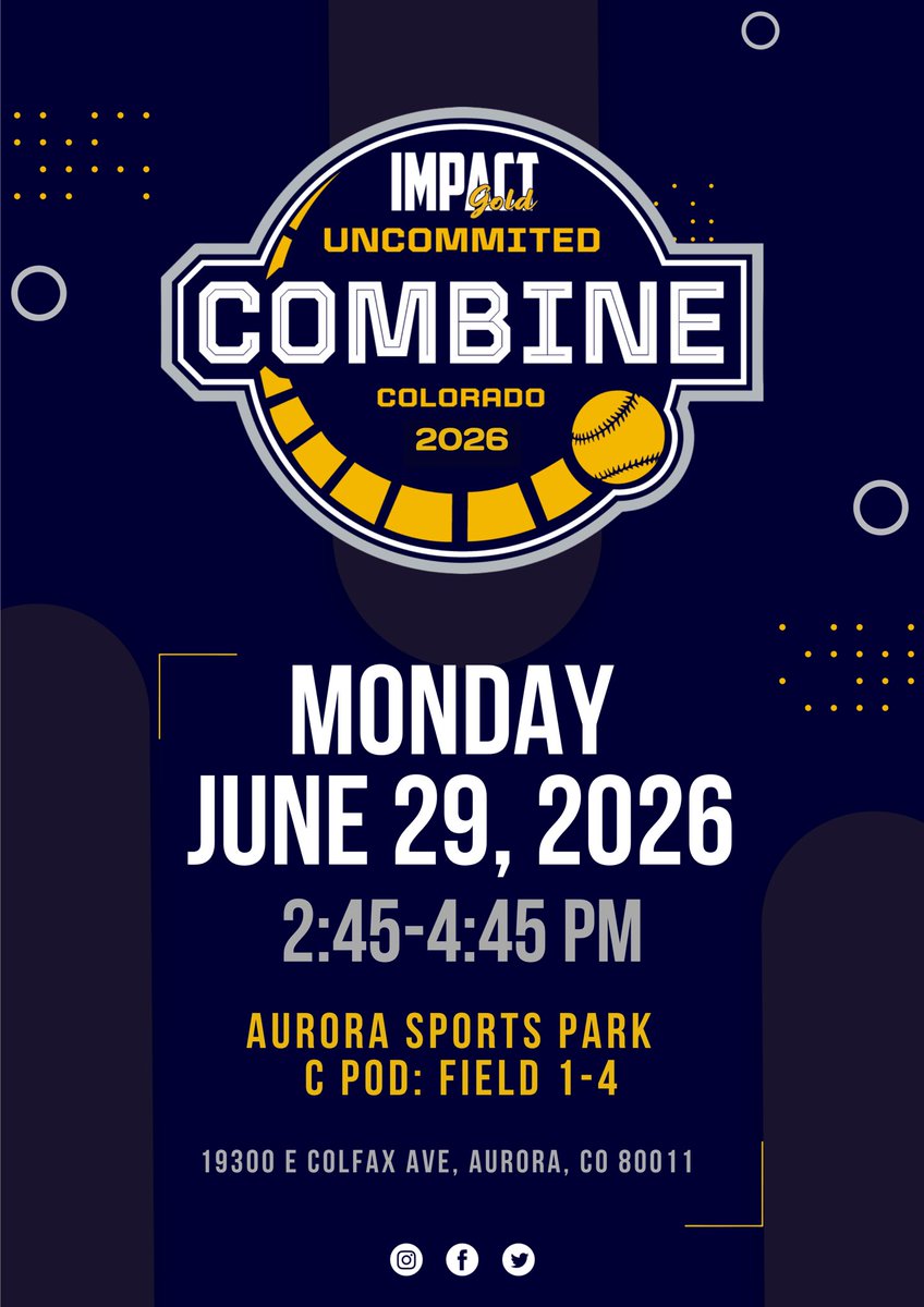 ImpactGoldOrg's tweet photo. Today is the day!! 

Join us on Monday, June 29th | 2:45–4:45 PM at Aurora Sports Complex (Fields C1–C4) for the 2026 IG Uncommitted Colorado Combine.

Grad Years: 2027–2031

#BeTheImpact #TrustOURProcess #GoldBlooded https://t.co/COp8RoCPzB