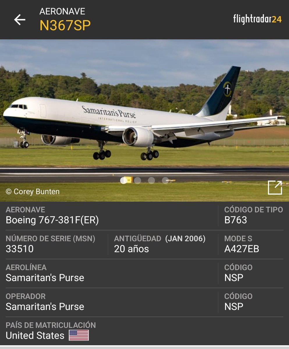 Arr3ch0's tweet photo. Hace minutos llegó a Maiquetía procedente de Carolina del Norte otro vuelo del N367SP de Samaritan's Purse con ayuda humanitaria. Éste fue el mismo que trajo un impresionante hospital que puede atender más de 100 pacientes diarios, tiene unidades de cuidados críticos, farmacia, laboratorio y más.